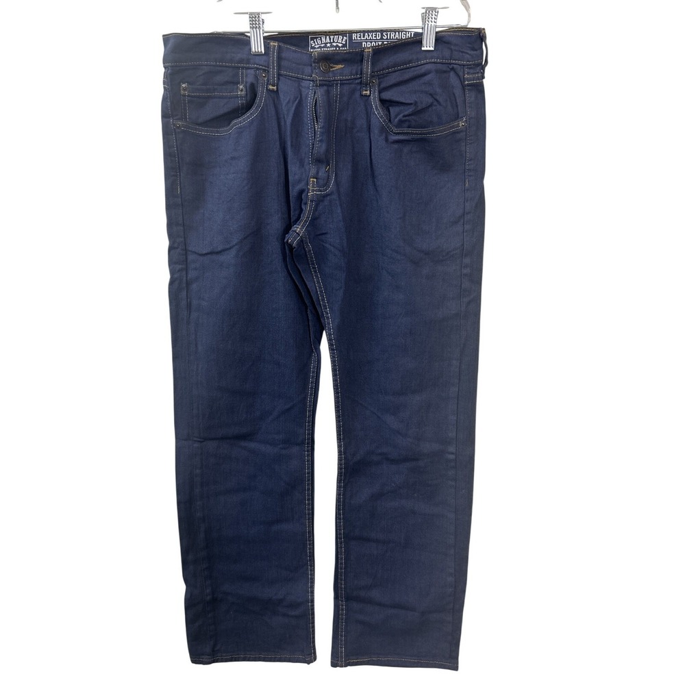 Signature Levi Strauss Denim Relaxed Straight Jeans 32x30 Blue Workwear Classic